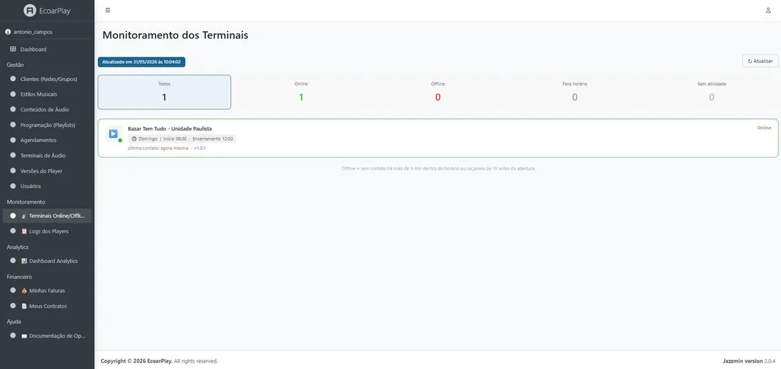 📡 Monitoramento de terminais online/offline